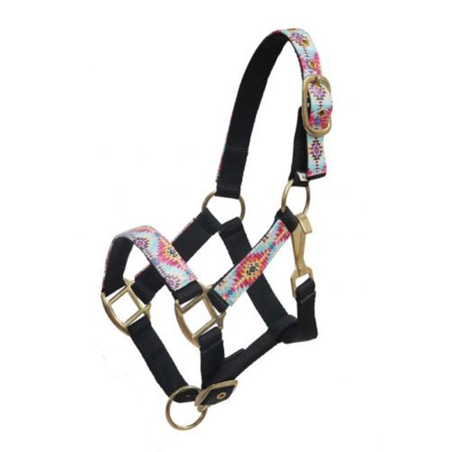 Showman Pony Halter with Multi-Color Navajo Print Overlay