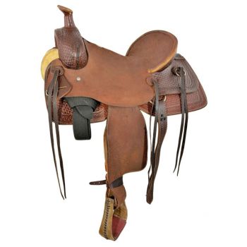 16" Buffalo Roper style saddle with basket stamp tooling
