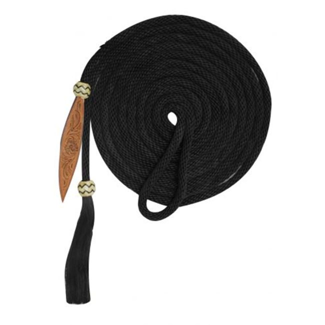 Showman 21' Nylon Mecate Reins with Horse Hair Tassel and Leather Popper #2