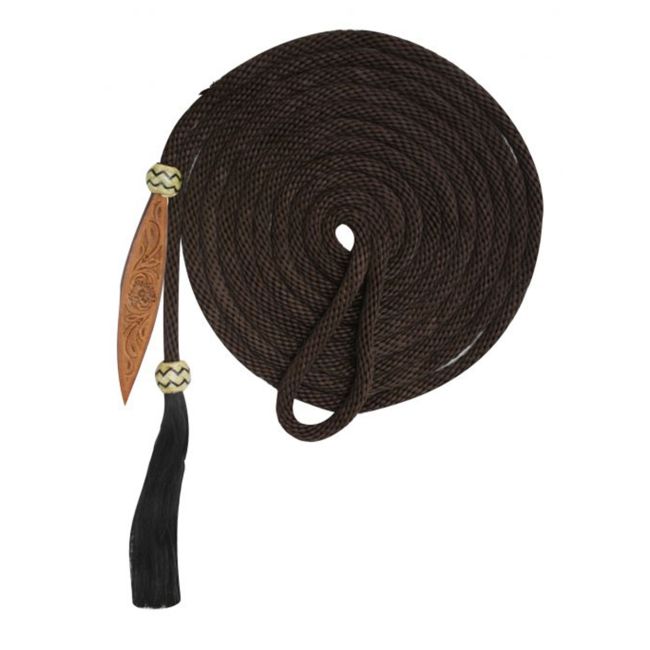 Showman 21' Nylon Mecate Reins with Horse Hair Tassel and Leather Popper #3