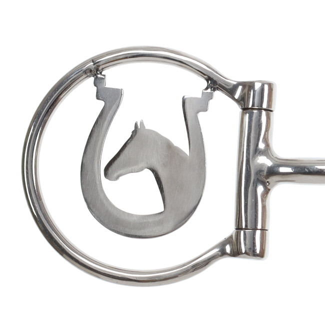 Showman Horseshoe Haven Stainless Steel D-Ring Dogbone Snaffle Bit #2