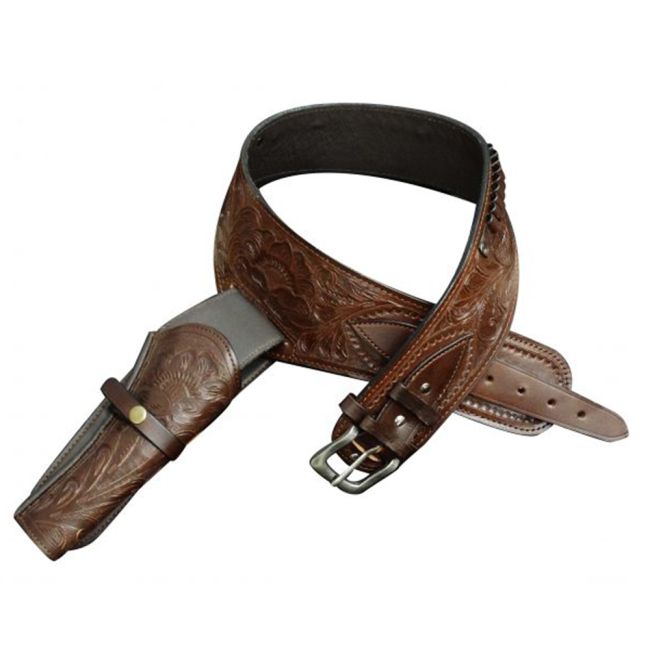 Showman 22 Caliber Medium Oil Tooled Leather Western Gun Belt with Holster