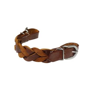 Showman braided leather curb strap with buckles