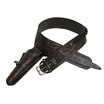 Showman 38/357 Caliber Dark oil tooled leather Western gun holster and belt