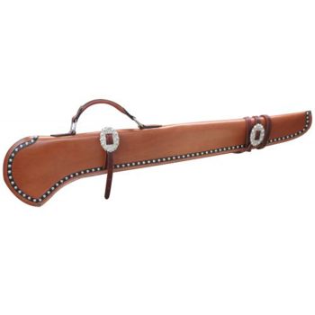 Showman 40" Smooth Leather Gun Scabbard with Silver Studs