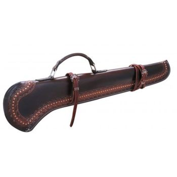 Showman 34" Barbed wire tooled gun scabbard with copper buckles