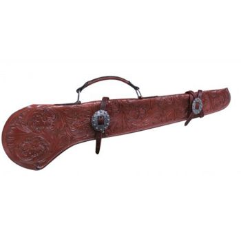 Showman 34" Floral tooled gun scabbard with engraved buckles