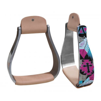 Showman Shimmering Cross and Feather Print Stirrup