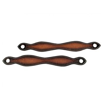 Showman Basketweave tooled leather slobber straps