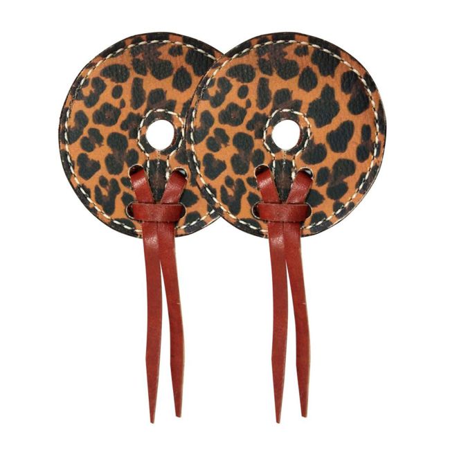 Showman Leather bit guards with cheetah print design