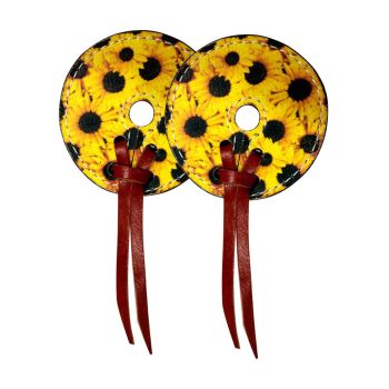 Showman Leather bit guards with sunflower design