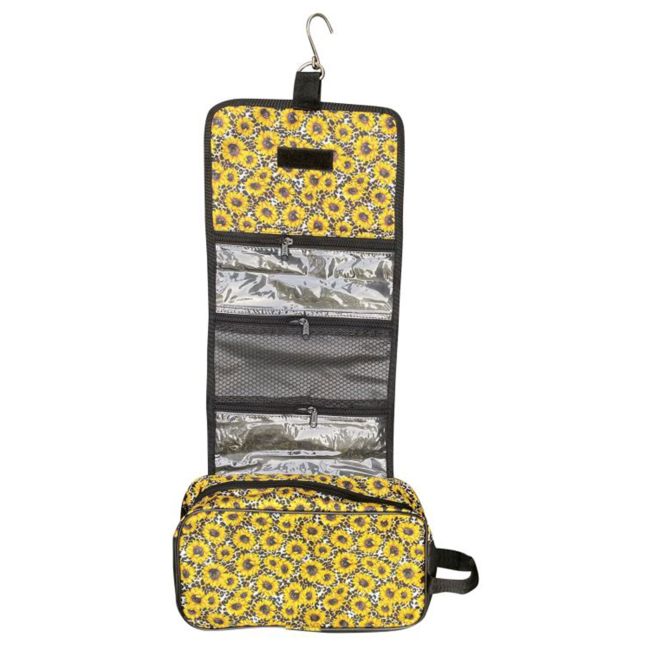 Showman Sunflower and Cheetah print roll up accessory bag