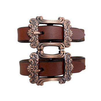 Showman Leather slobber straps with copper buckles