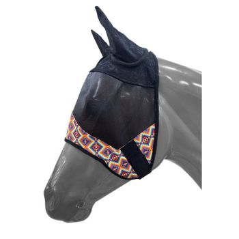 Showman Southwest Print accent horse size fly mask with ears