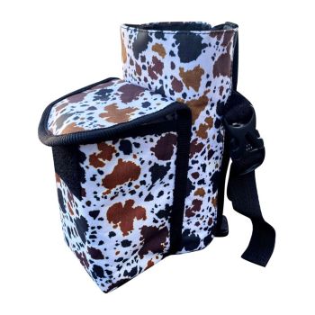 Showman Cow Print Insulated Nylon Bottle Carrier with Pocket