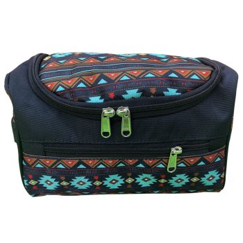 Showman Aztec Hanging Toiletry Bag - Black/Brown/Teal/Red