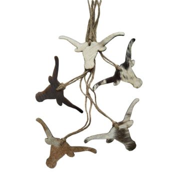 Cowhide Western Leather Christmas Ornaments - Steer Head