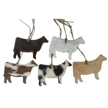 Cowhide Western Leather Christmas Ornaments - Cow