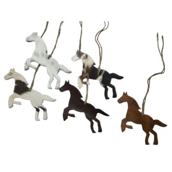 Cowhide Western Leather Christmas Ornaments - Running Horse