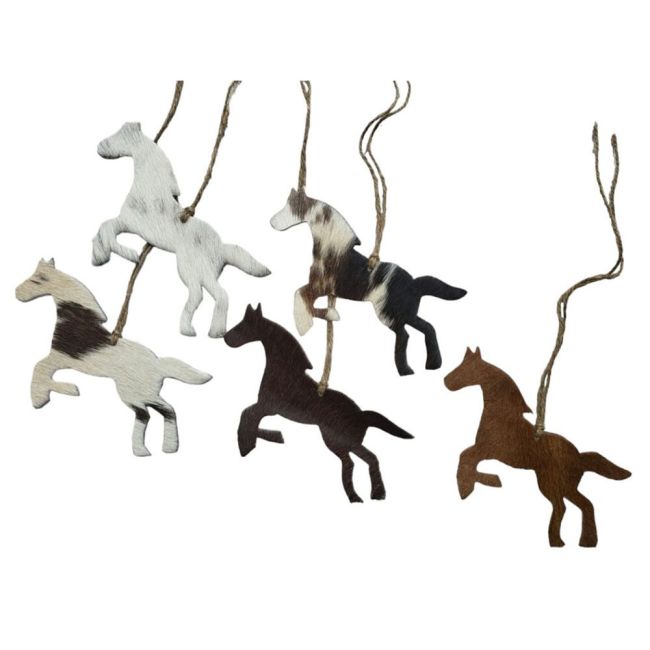 Cowhide Western Leather Christmas Ornaments - Running Horse