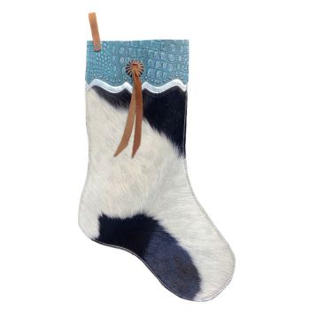 Showman Black and White Cowhide Christmas Stocking – Alligator Cuff