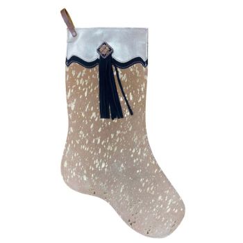 Showman Gold Acid Wash Cowhide Christmas Stocking