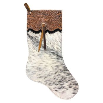 Showman Salt and Pepper Cowhide Christmas Stocking - Alligator Cuff