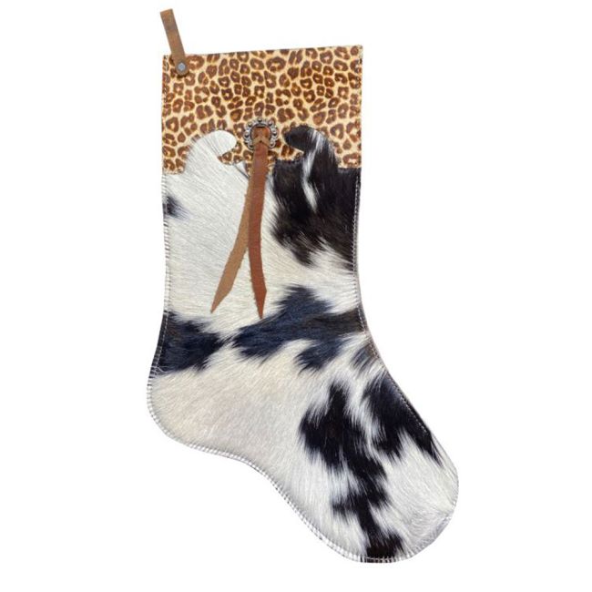 Showman Black and White Cowhide Christmas Stocking – Cheetah Cuff