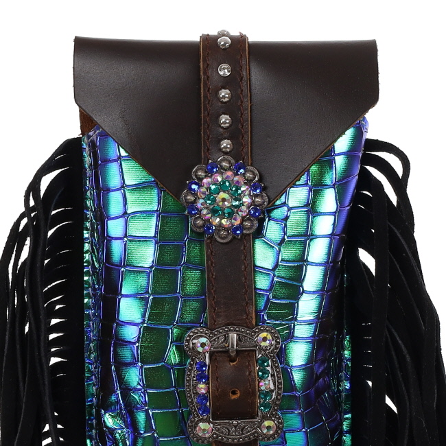 Showman Neon Gator Rear Cinch Bag - Teal Purple #3