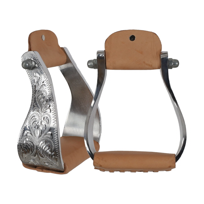 Showman Polished Aluminum Engraved Wide Stirrups