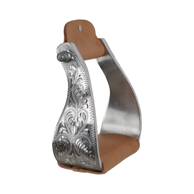 Showman Polished Aluminum Engraved Wide Stirrups #2