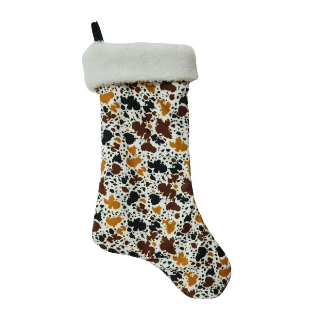 Showman Fleece Top Christmas Stocking - Cow Print