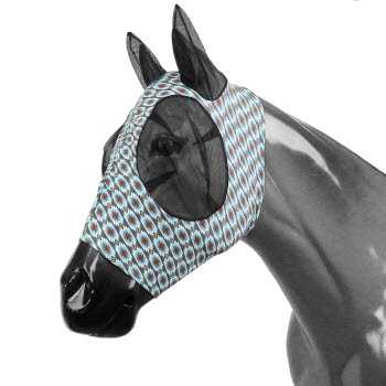 Showman Gray Blue Aztec Lycra Fly Mask