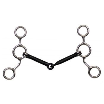 Showman stainless steel JR Cow-horse bit with 5 1/4" shanks. 5 1/4" sweet iron mouth