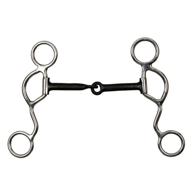 Showman half moon cheek snaffle bit with 4 3&#47;4" blued steel mouth