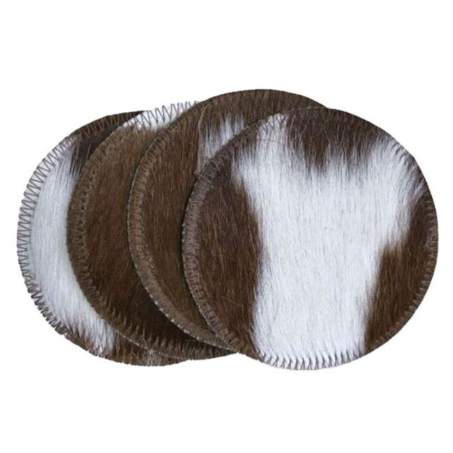 Brown and White Cowhide Coasters - Sold Individually