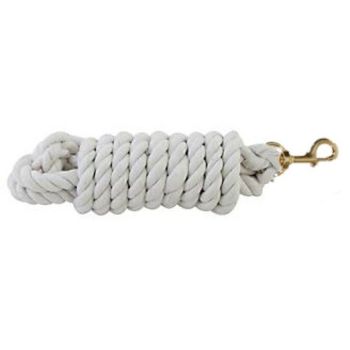 8' White Braided Cotton Lead Rope with Brass Snap