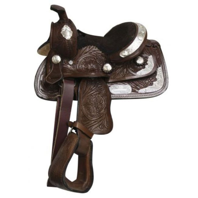 Fully Tooled Double T Pony &#47; Youth Show Saddle - 8 Inch #2