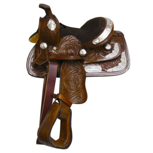 Fully Tooled Double T Pony &#47; Youth Show Saddle - 8 Inch #3