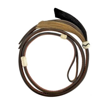 Showman 4 ft leather Over & Under whip with horse hair tassel