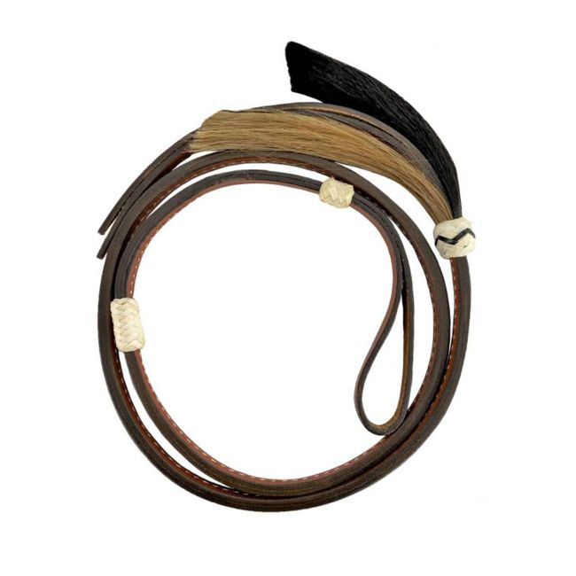 Showman 4 ft leather Over &amp; Under whip with horse hair tassel