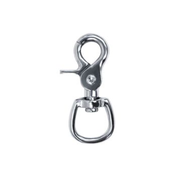 0.75" x 2 5/8" nickel plated scissor snap with round swivel eye