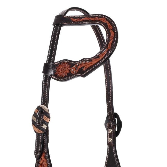 Showman Petal and Leaf One Ear Headstall #2