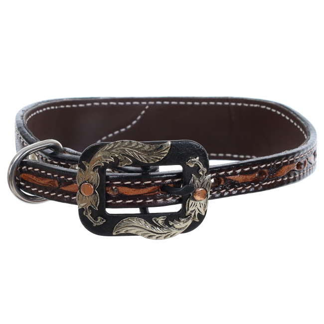 Showman Cowhide and Tool Leather Dog Collar #3