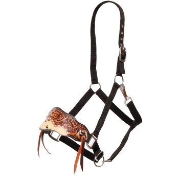 Showman Bloomhide Black Nylon Bronc Halter