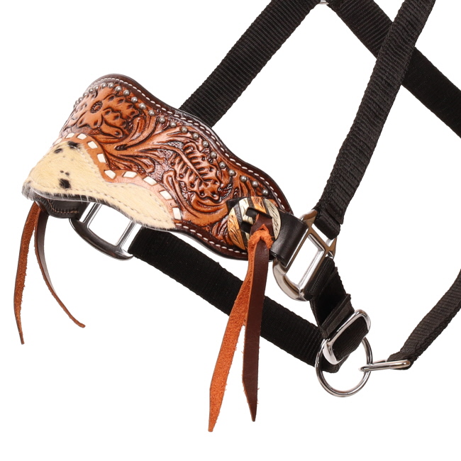 Showman Bloomhide Black Nylon Bronc Halter #2