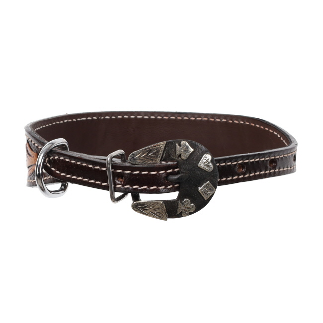 Showman Diamond Flush Leather Dog Collar #3