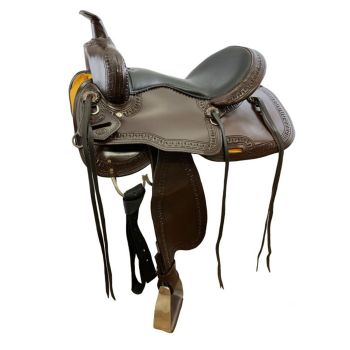 Circle S Trail Saddle with Stamped Border - 16 Inch