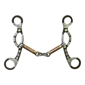 Showman Brown steel sliding gag bit with engraved silver accents on 7" cheeks