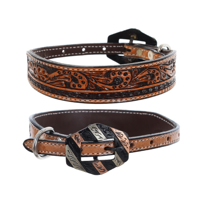 Showman Paisley Leather Dog Collar